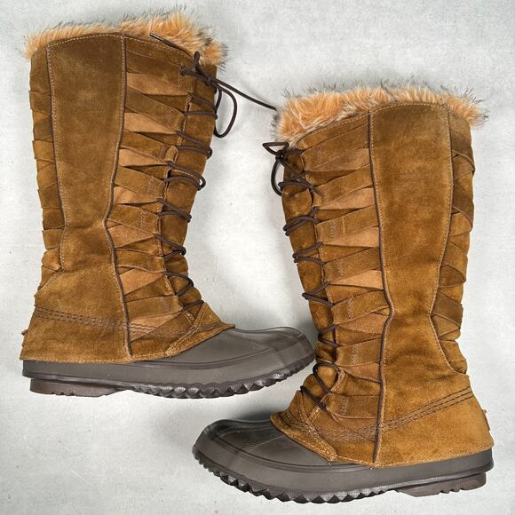 Sorel Boots Womens 7 Brown Cate of Alexandria 8 Faux Fur Waterproof Winter RARE - Picture 6 of 13